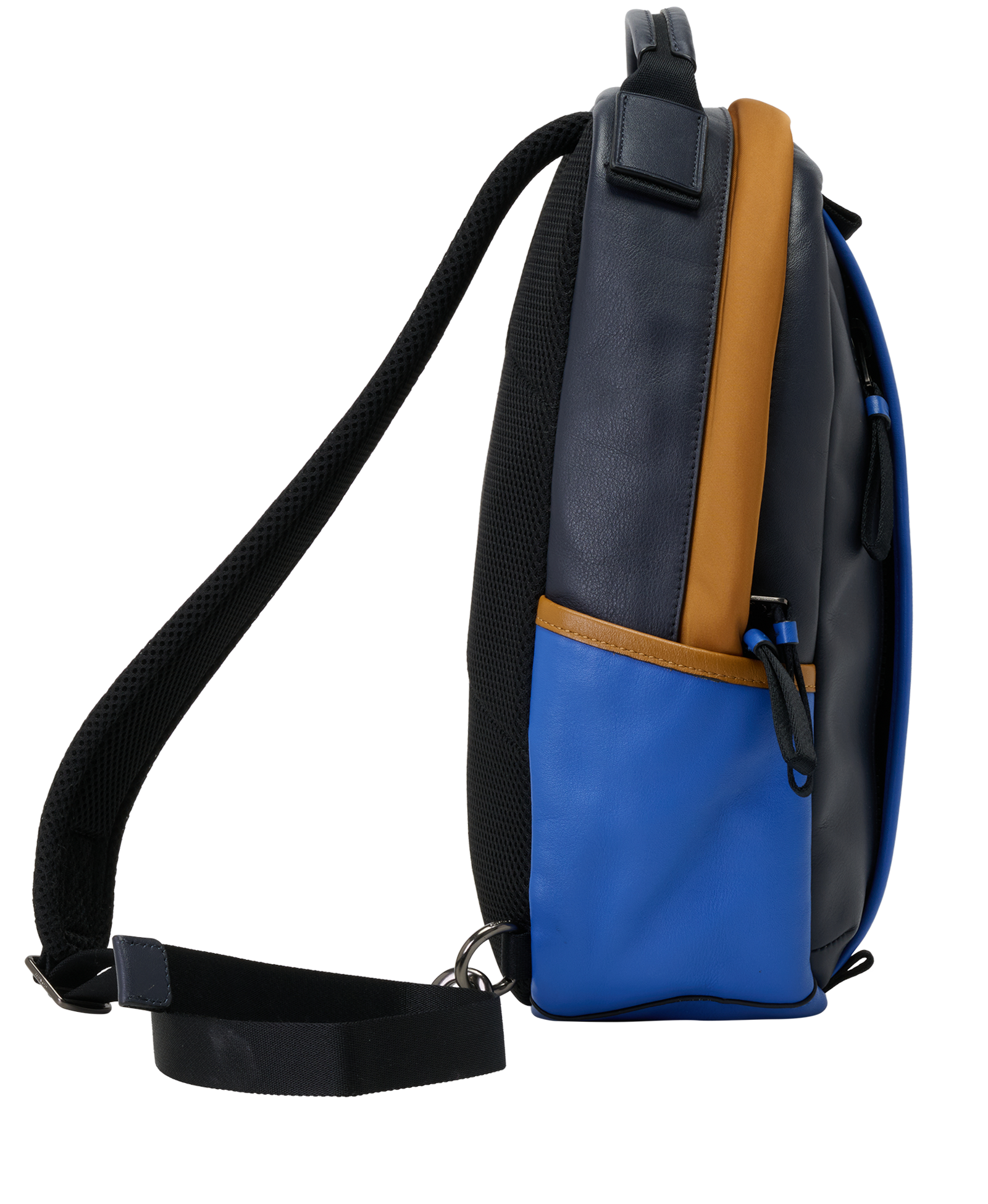 Edge Crossbody/Backpack, &pound;130, Handbags, Blue/Navy/Red/Tan, Leather, Side view